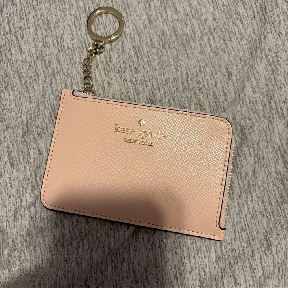 Kate Spade Light Pink Card Holder with Gold Keychain